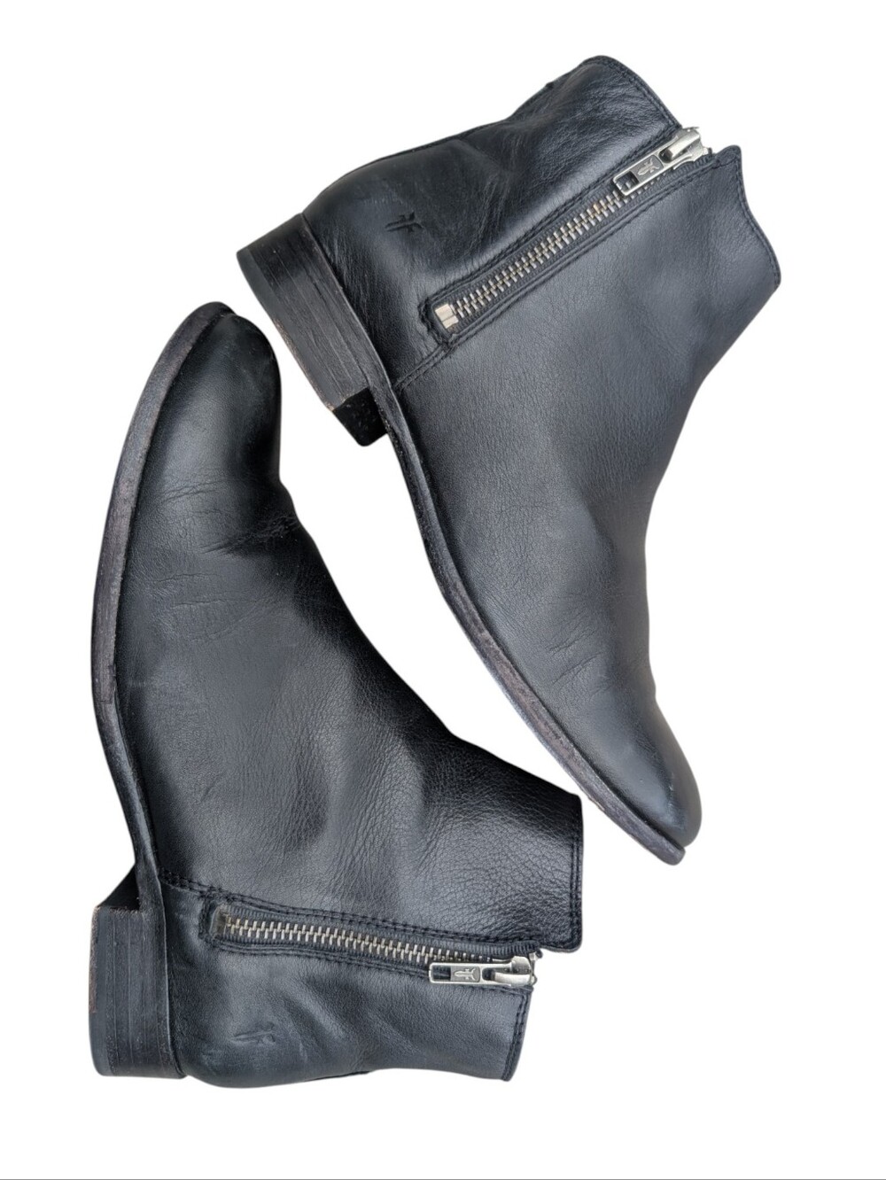 Frye Black Carly Dual Zip Chelsea Ankle Boots, 7.5